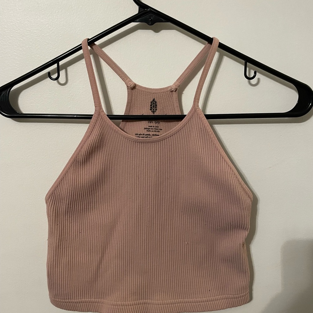 Free people movement Women's Ribbed Pink Crop Top tank top